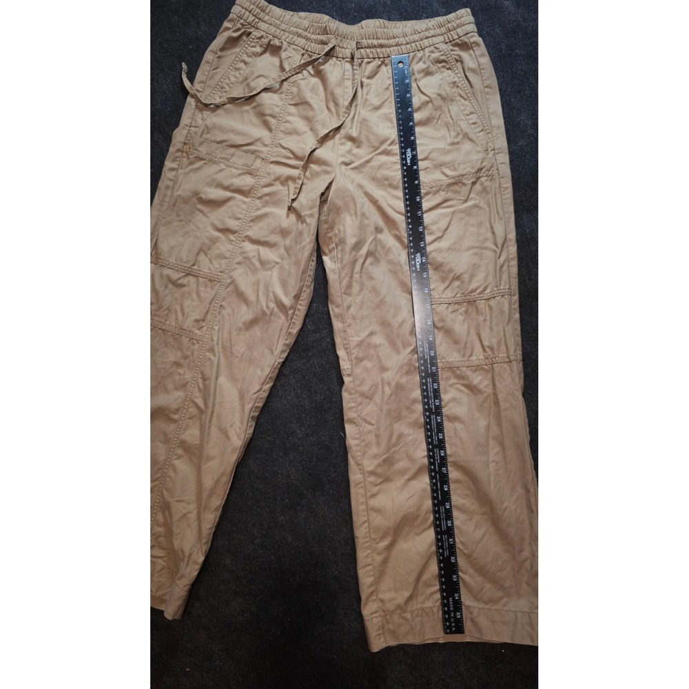 Banana Republic Wide-Leg Mid-Rise Khaki Utility Pants Tan Large Drawstring